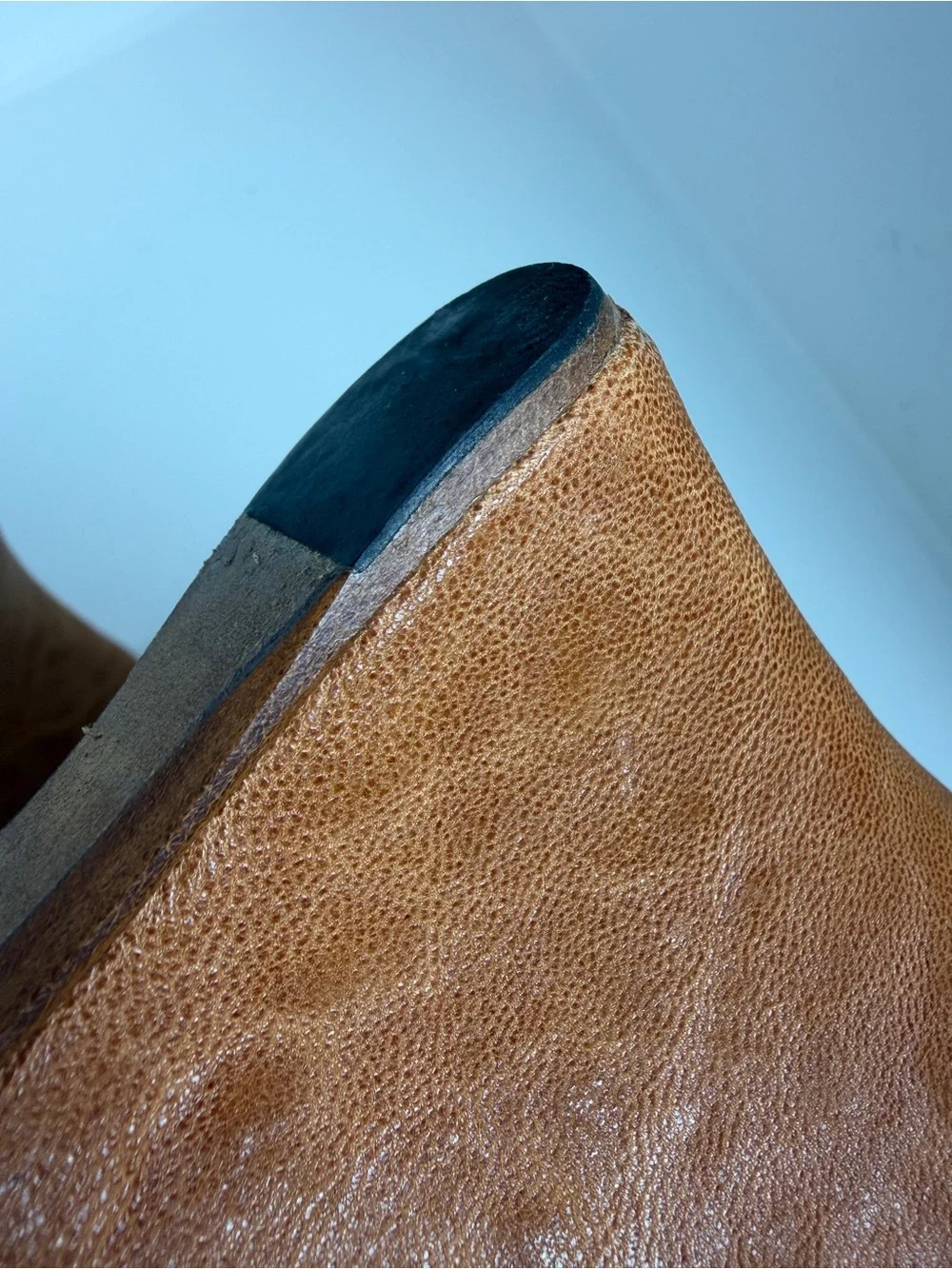 Bolo Leather Peep-Toe Slingback Wedge Sandals in Cognac; Size 8/39; Made by Born